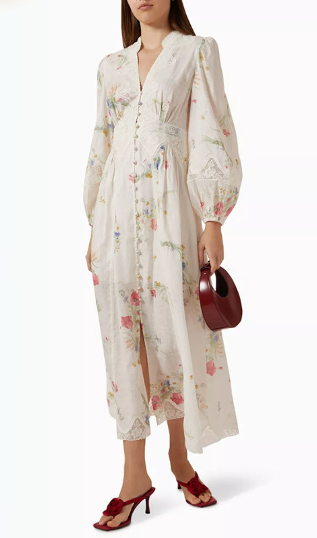 Edyta Whimsical Floral & Lace Midi Dress