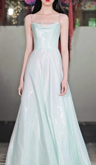 Coleka Luxe Aqua Strappy Satin Maxi Dress