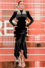 Daring Velvet Cut-Out Midi Dress for Women
