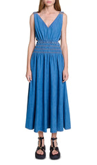 Runim Chic Cutaway Denim Maxi Dress