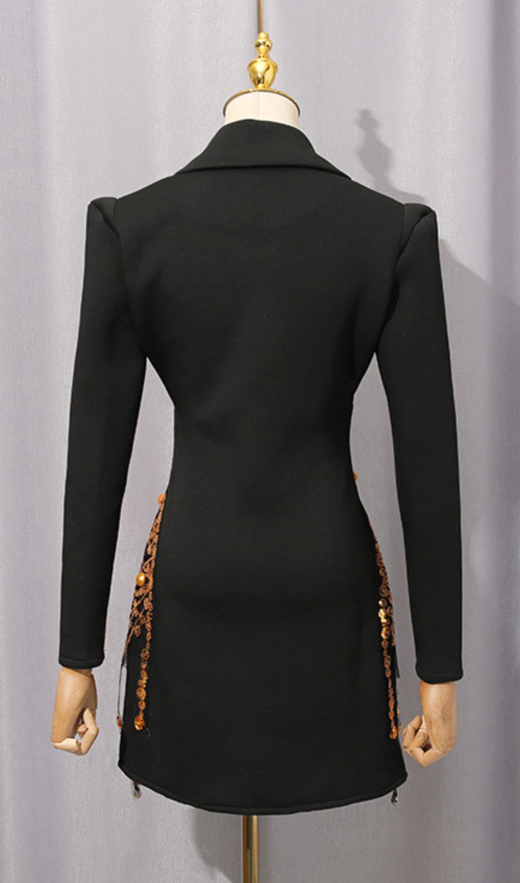 Isak Dazzling Black Sequin Beaded Mini Blazer Dress