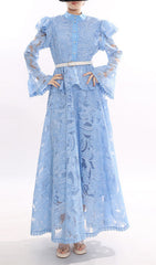 Jereni Blue Lace Maxi Dress for Women