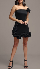 Ayaz Ruffled Strapless Mini Dress