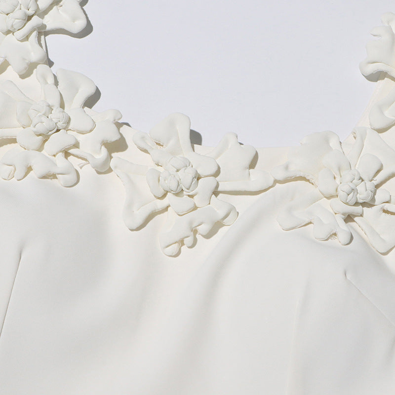 Janan White Floral Midi Dress