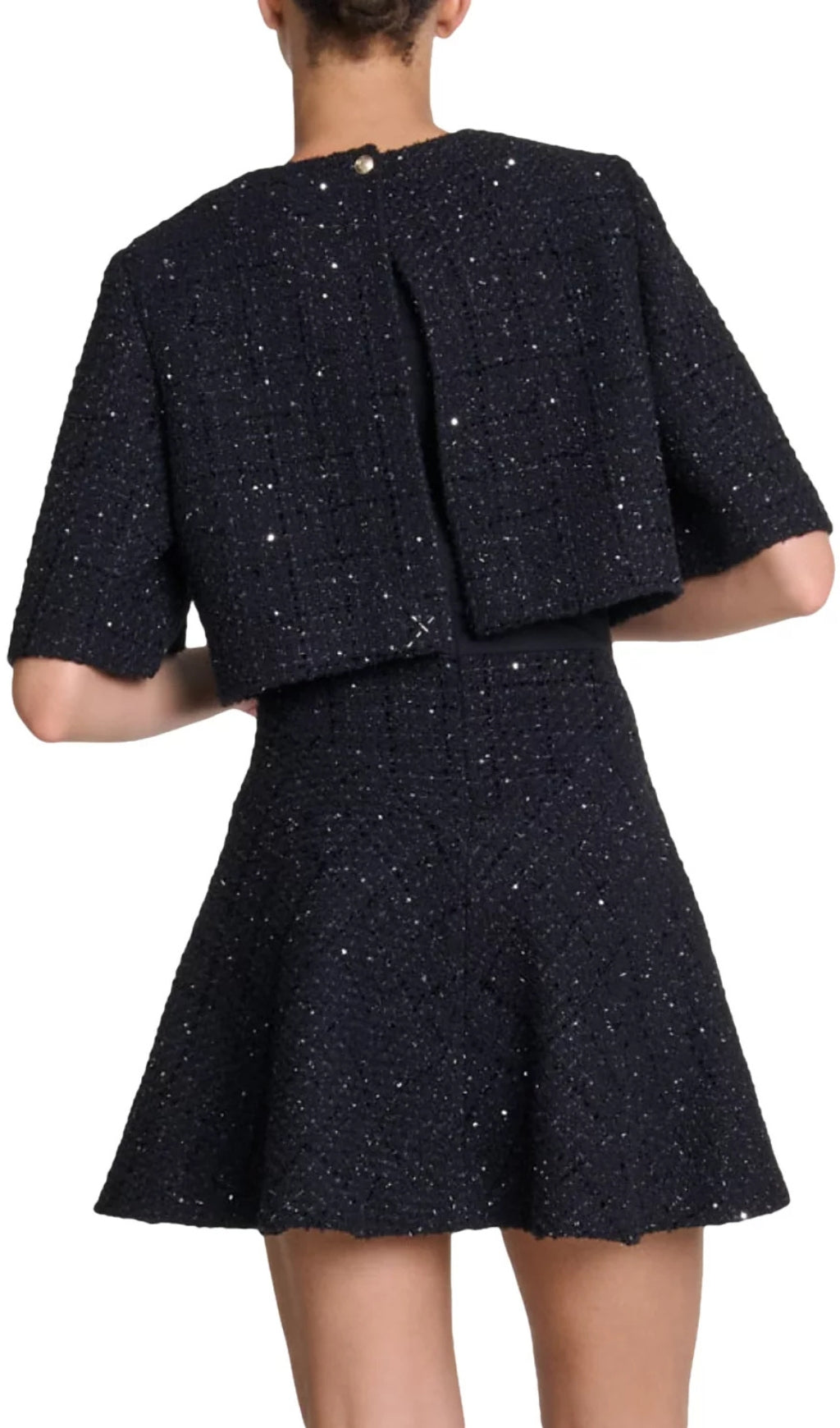 Ridosa Shimmer Tweed Layered Mini Dress with Detachable Capelet