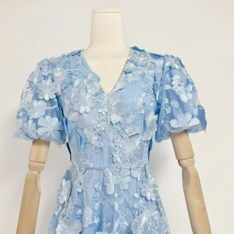 Chayan Chic Floral Embroidery Mini Dress