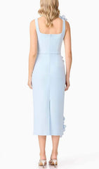 Harper Blue 3D Floral Embellished Midi Dress
