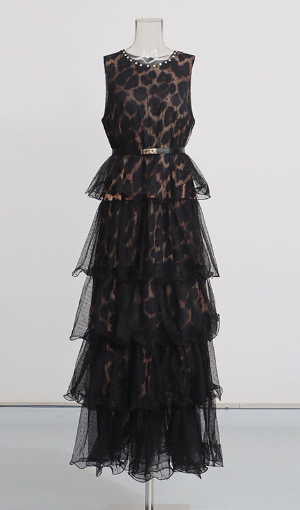 Kaelyn Leopard Mesh Maxi Dress