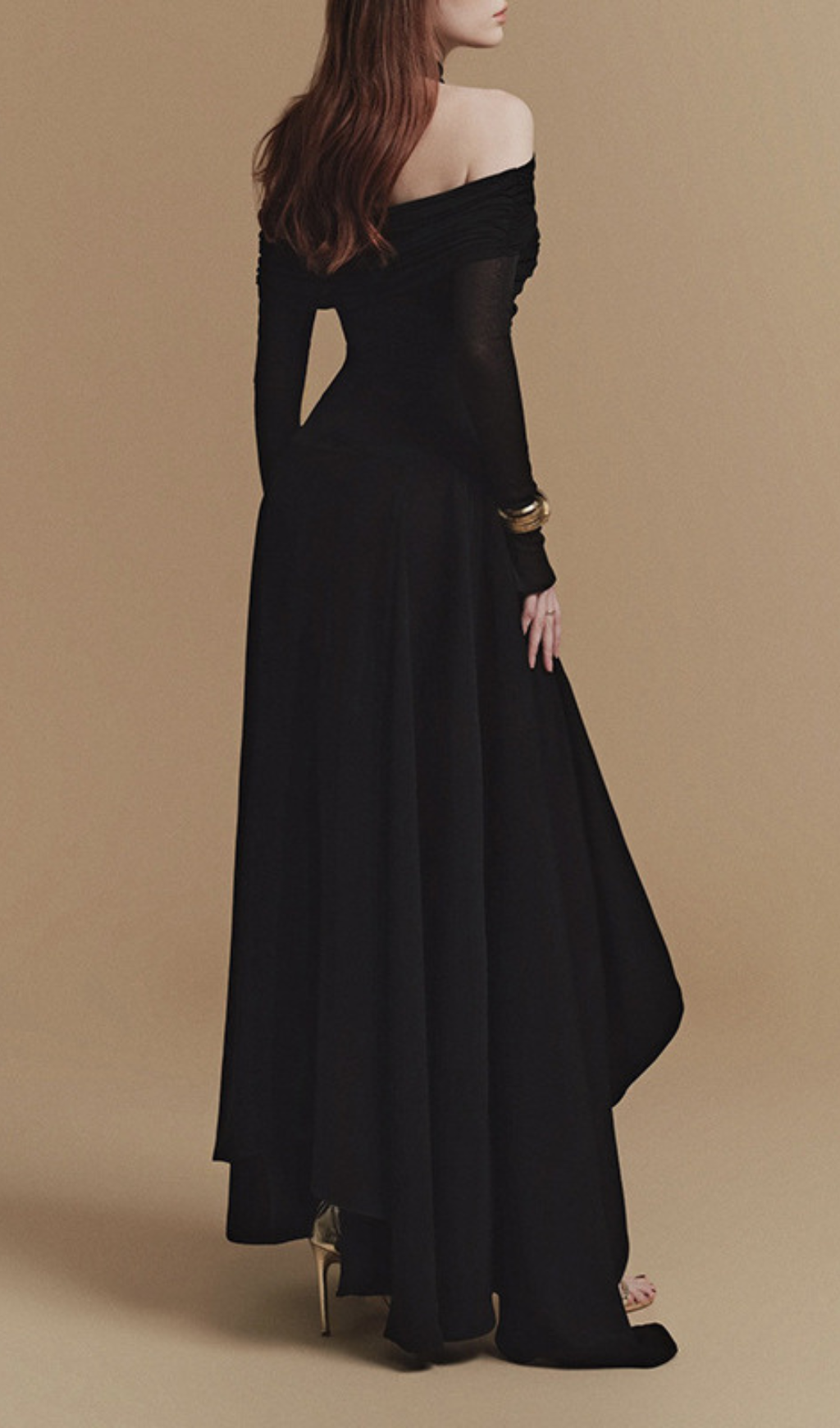 Gedalia Black Criss-Cross Off-Shoulder Maxi Dress