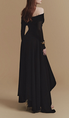 Gedalia Black Criss-Cross Off-Shoulder Maxi Dress