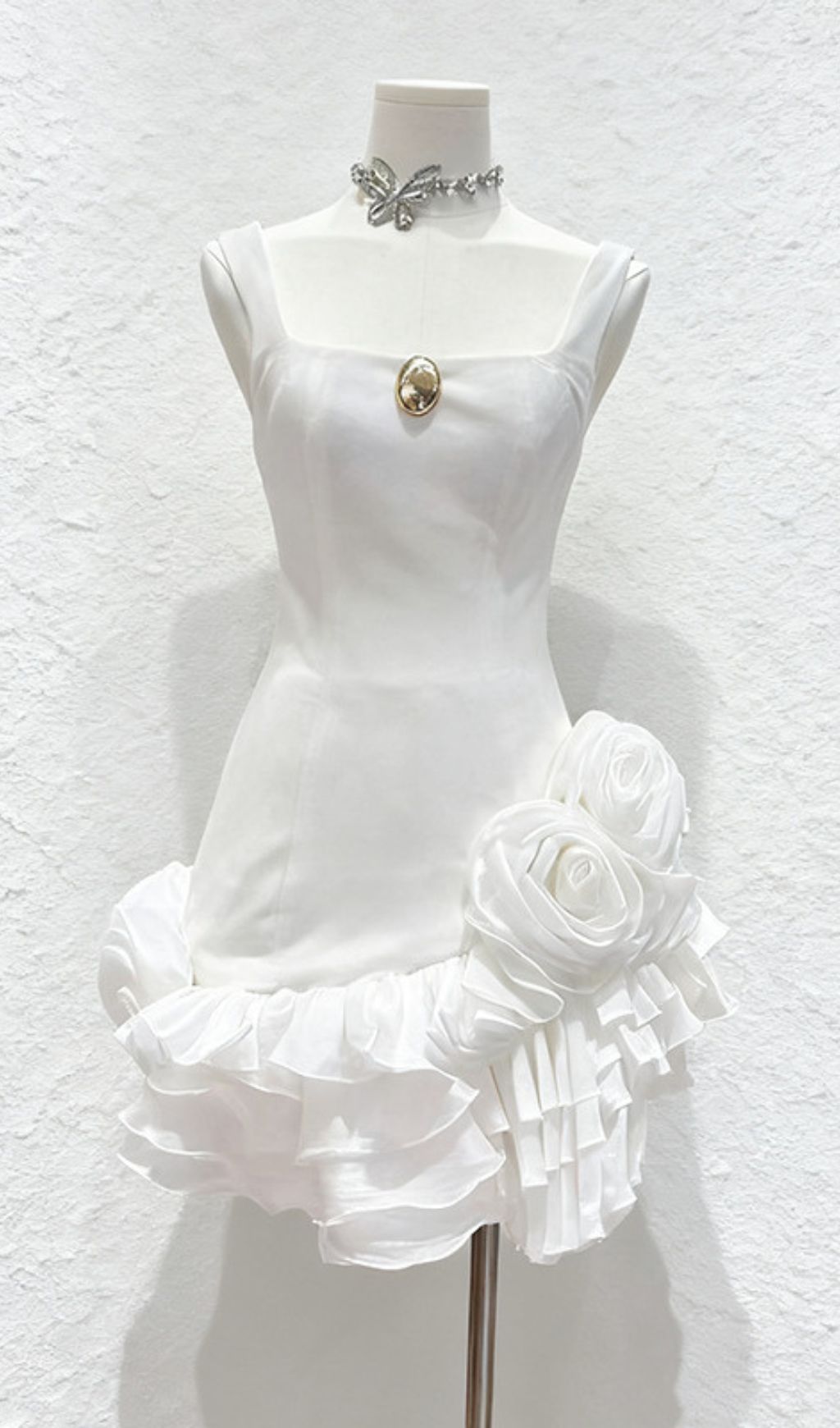 Fern Velvet Rose Ruffle Mini Dress