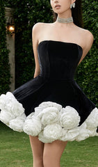 Candie Black Velvet Strapless Mini Dress