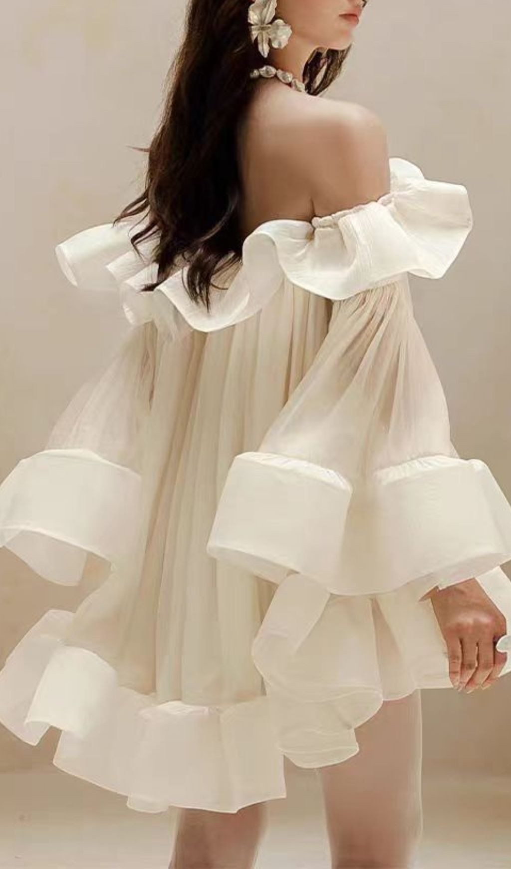 Jolie Ethereal Off-Shoulder Ruffle Mini Dress