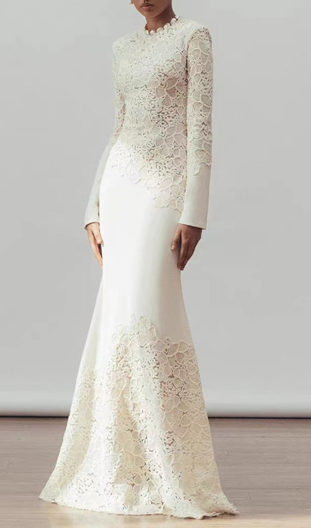 Elodie Timeless Lace & Crepe Maxi Gown