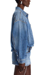 Effortless Chic Pre-Styled Denim Mini Shirt Dress for Women