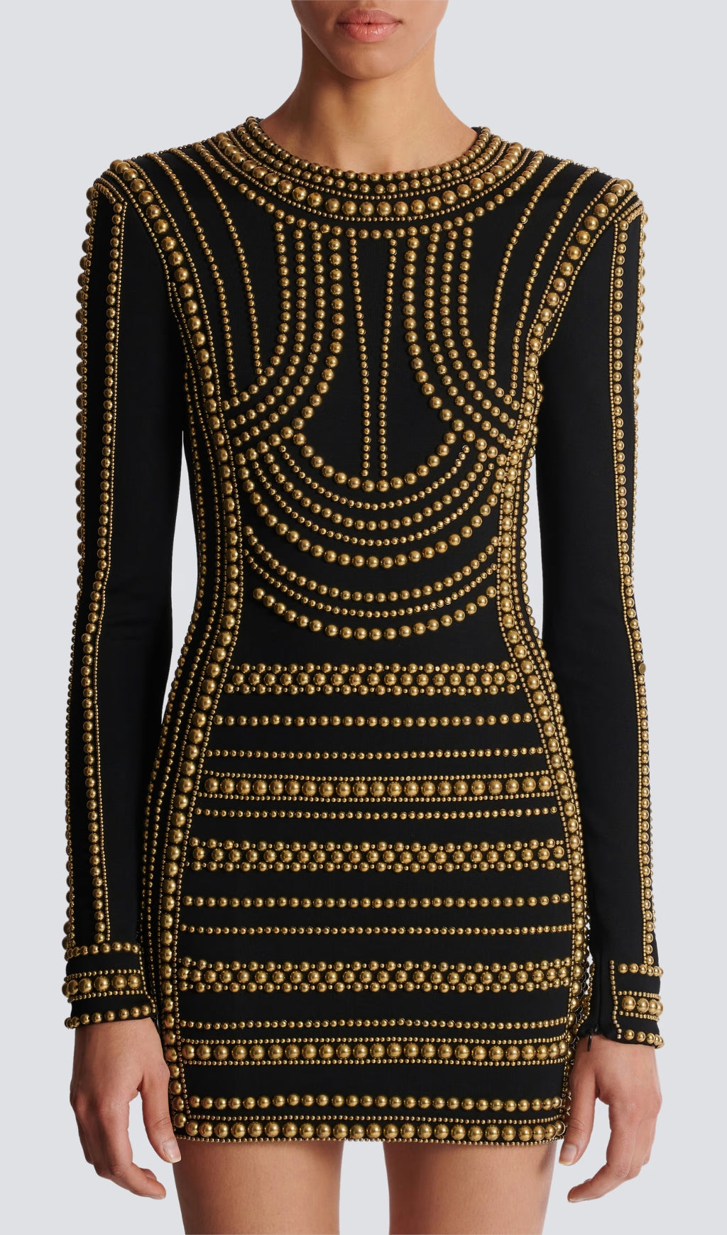 Bran Opulent Gold Bead-Embroidered Black Mini Dress