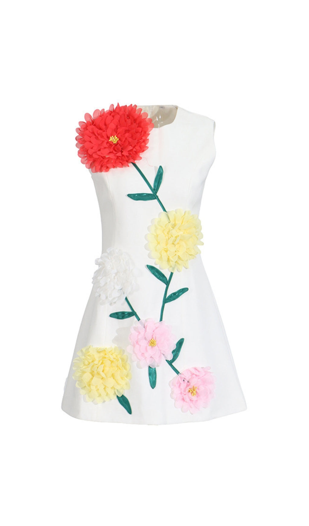 Erica White 3D Floral Mini Dress