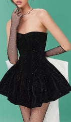 Cookie Black Sparkle Strapless Mini Dress