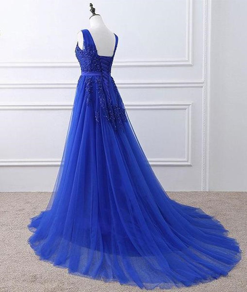 Beautiful Blue Tulle Long Prom Dress