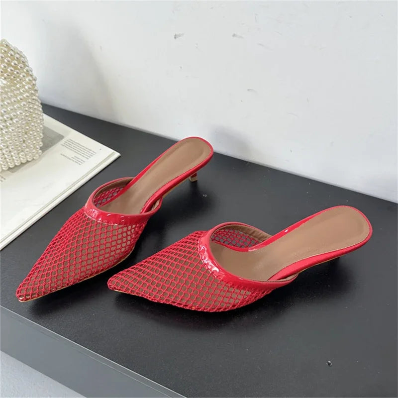 Aneikeh Retro Pointed Toe Slippers Mules Sandals Wear Leisure Beach Shoes  Slippers Women