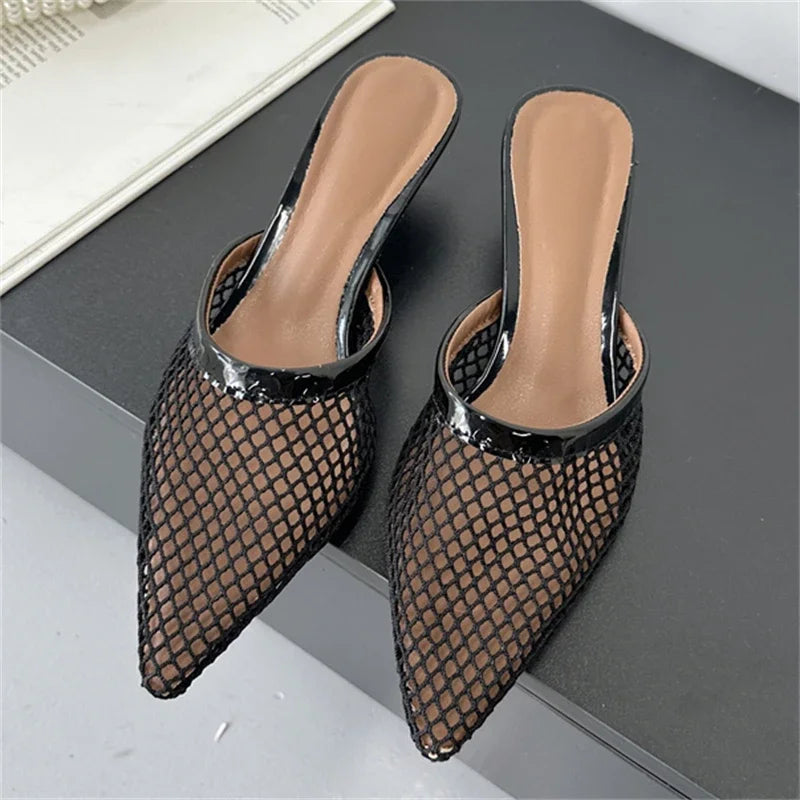 Aneikeh Retro Pointed Toe Slippers Mules Sandals Wear Leisure Beach Shoes  Slippers Women