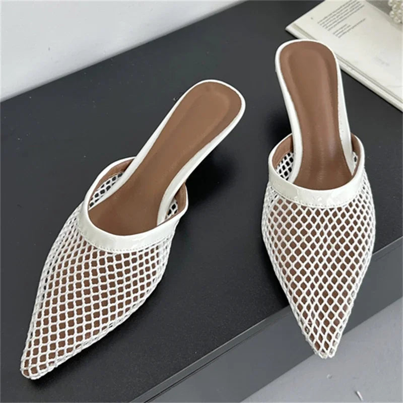 Aneikeh Retro Pointed Toe Slippers Mules Sandals Wear Leisure Beach Shoes  Slippers Women