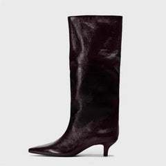 Aneikeh Autumn Street Style Sexy Pointed Toe Thin Low Heels Knee-High Boots Casual Party Shoes Long Botas Mujer