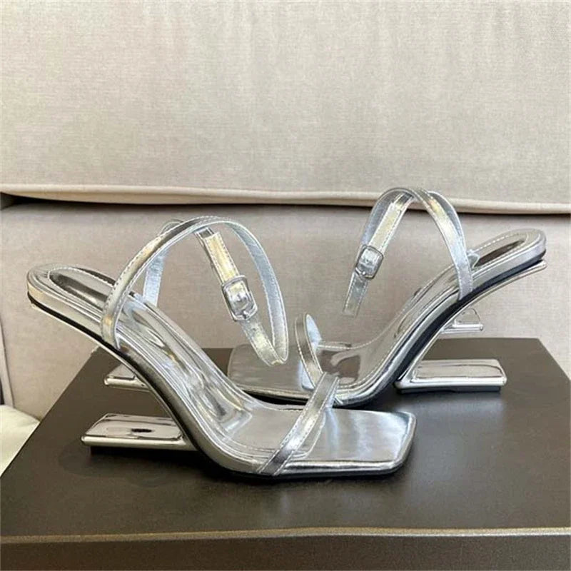 Aneikeh Designer High Heels Design  Hollow Out  Heel Party Dress Shoes Elegant Sexy Cross Straps Heeled Sandals