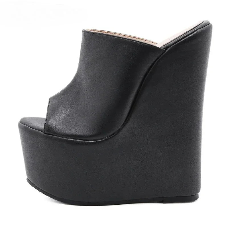 Aneikeh Peep Toe Platform Wedge Heels Designer Woman Slippers Shoes Sandals Size 35-42