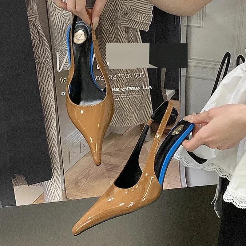 Aneikeh Sexy Designer Patent Leather Pointed Toe High Heels Pumps Shallow Elegant Banquet Wedding Party Shoes