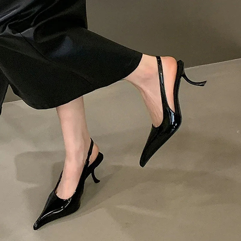Aneikeh Sexy Designer Patent Leather Pointed Toe High Heels Pumps Shallow Elegant Banquet Wedding Party Shoes