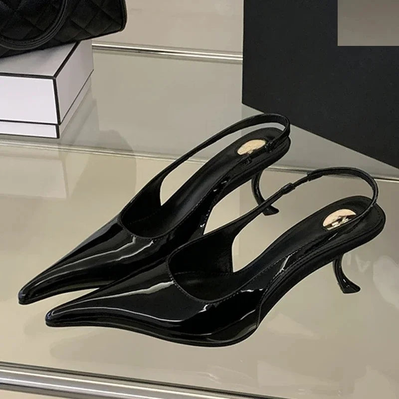 Aneikeh Sexy Designer Patent Leather Pointed Toe High Heels Pumps Shallow Elegant Banquet Wedding Party Shoes