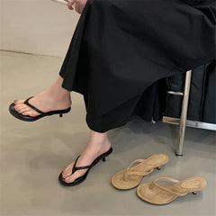 Aneikeh Flip Flops Clip Slippers Sandals High Quality Design Shoes Concise Thin  Heels Mules Zapatos De Mujer
