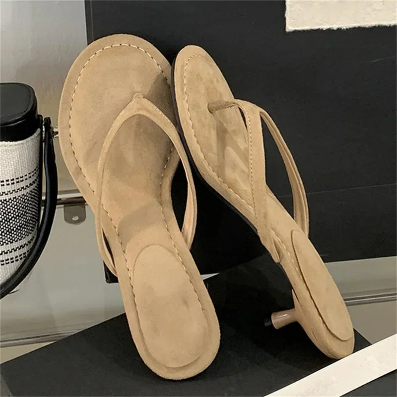 Aneikeh Flip Flops Clip Slippers Sandals High Quality Design Shoes Concise Thin  Heels Mules Zapatos De Mujer