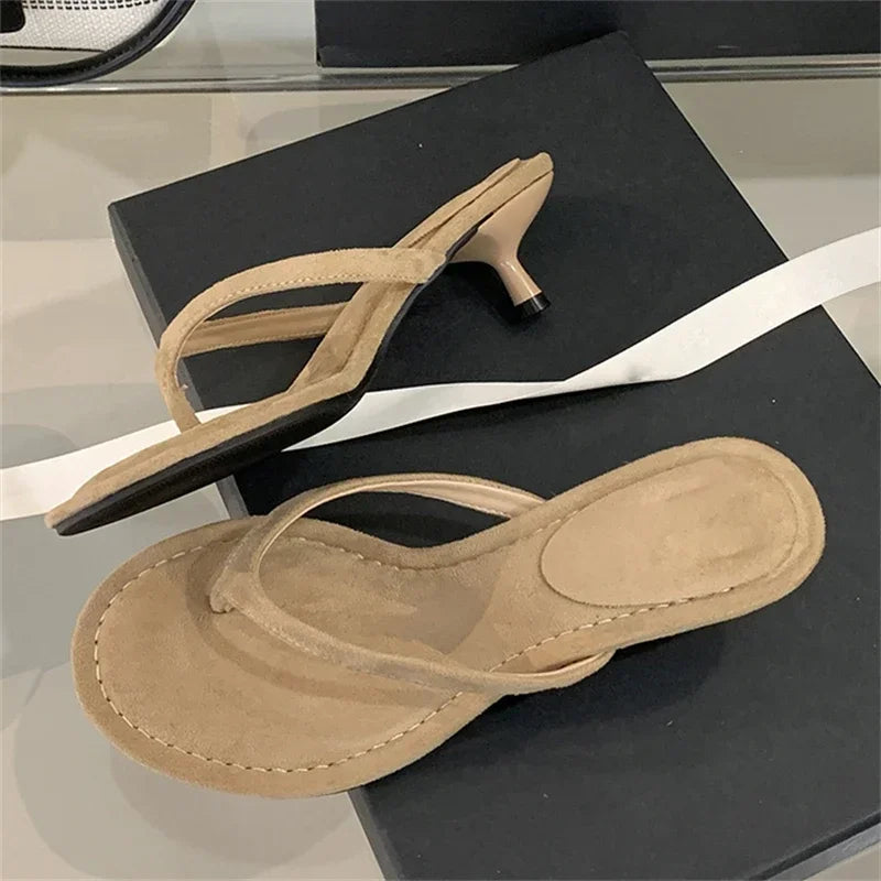 Aneikeh Flip Flops Clip Slippers Sandals High Quality Design Shoes Concise Thin  Heels Mules Zapatos De Mujer