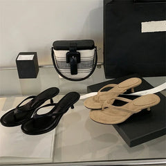 Aneikeh Flip Flops Clip Slippers Sandals High Quality Design Shoes Concise Thin  Heels Mules Zapatos De Mujer