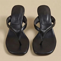 Aneikeh Large Size 41 Square Head Flip Flop Wedge Slide Sandals Open Toe Slip on Mules Mujer