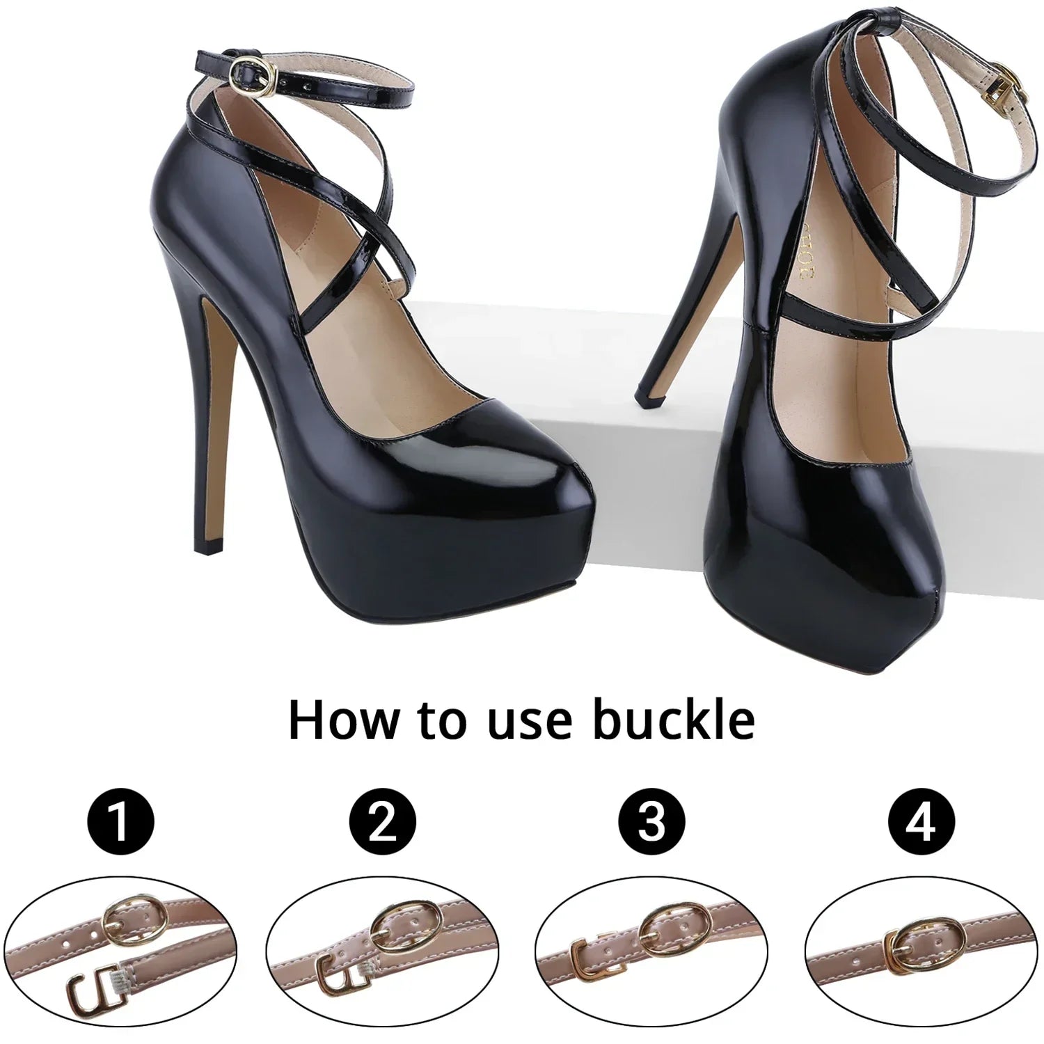 Ankle strap Cross-dresser Unisex Men's Pumps Queen Shoes Sexy 14cm Nightclub Style High Heels Party Platform Shoes Large Size 44