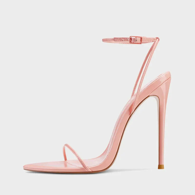 Arden Furtado Pointed toe Thin heels Buckle Pure colour Narrow BSuper high heel Open toe Sandals Ankle Strap