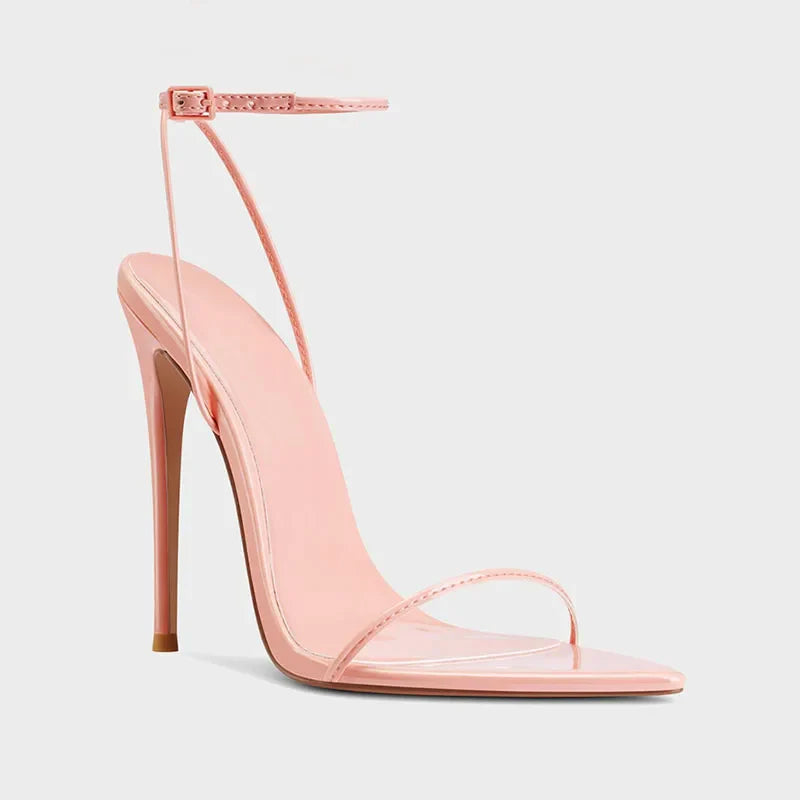 Arden Furtado Pointed toe Thin heels Buckle Pure colour Narrow BSuper high heel Open toe Sandals Ankle Strap