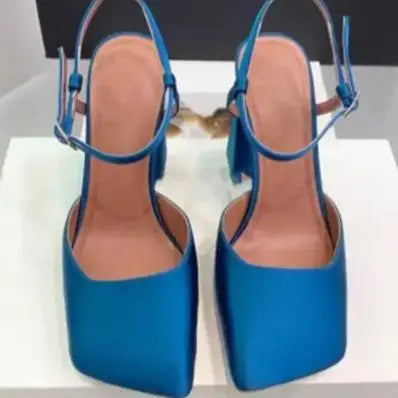 Arden Furtado Square-head Shallow Super high heel Crystal word-cingulate Closed toe Sandals Elegant Banquet shoes