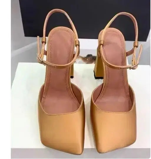 Arden Furtado Square-head Shallow Super high heel Crystal word-cingulate Closed toe Sandals Elegant Banquet shoes