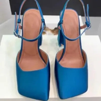 Arden Furtado Square-head Shallow Super high heel Crystal word-cingulate Closed toe Sandals Elegant Banquet shoes