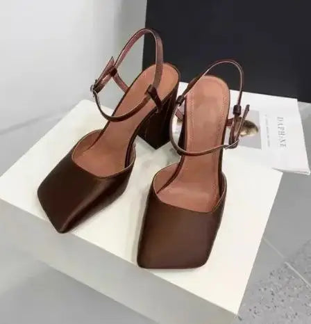 Arden Furtado Square-head Shallow Super high heel Crystal word-cingulate Closed toe Sandals Elegant Banquet shoes