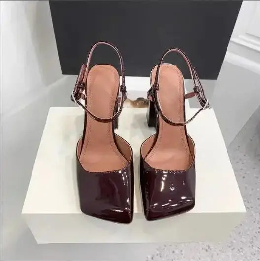 Arden Furtado Square-head Shallow Super high heel Crystal word-cingulate Closed toe Sandals Elegant Banquet shoes