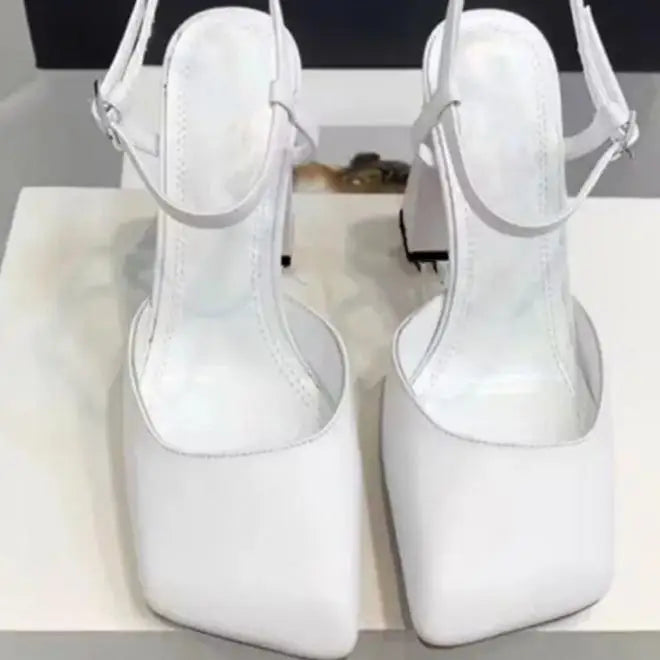 Arden Furtado Square-head Shallow Super high heel Crystal word-cingulate Closed toe Sandals Elegant Banquet shoes