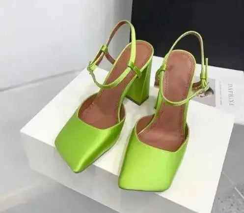 Arden Furtado Square-head Shallow Super high heel Crystal word-cingulate Closed toe Sandals Elegant Banquet shoes