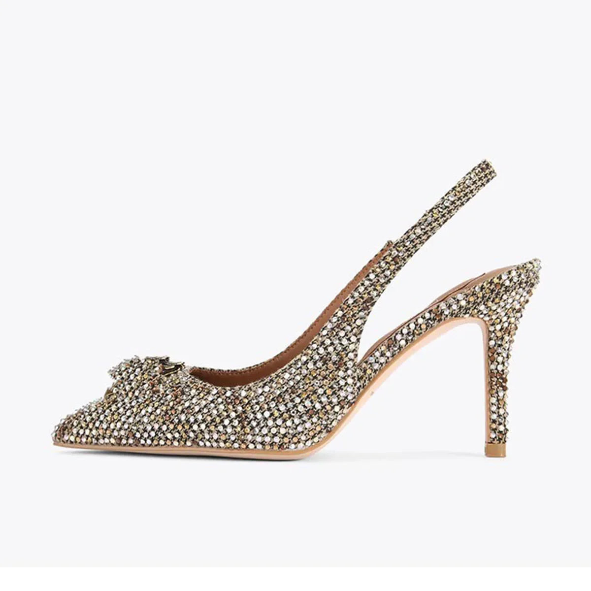 Arden Furtado houndstooth cloth Closed toe Sandals Pointed toe Sexy Stilettos heels Back Strap Modern Sandals