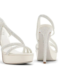 Arden Furtado platform Thin heel Crystal Banquet shoes Sexy Super high heel Sling back Open toe sandals Large size