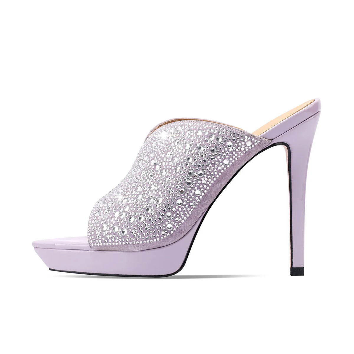 Arden Furtado Platform Sheep suede Crystal Mules Banquet shoes Pointed Super high heel large size Banquet shoes